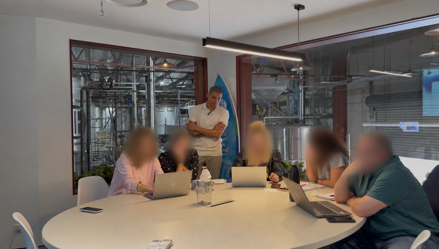 Burleigh Team working session, seated participants' faces blurred
