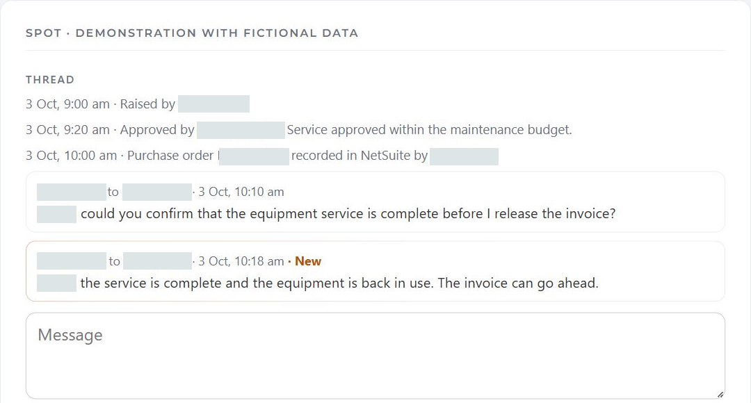 Discussion attached to a spending request