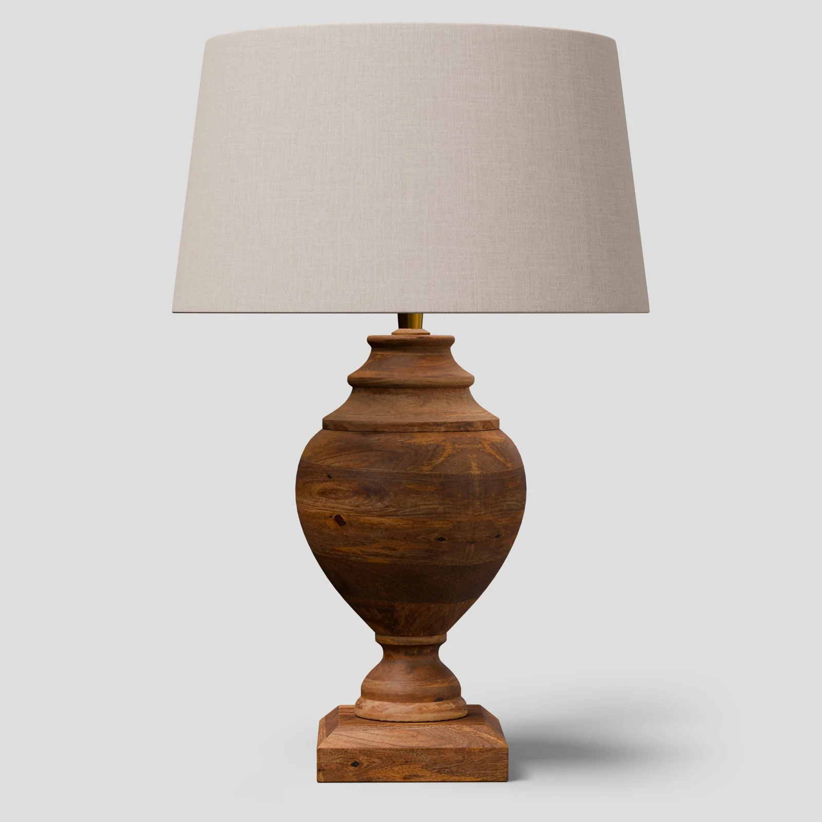 Actual Neovaa CGI packshot of the Amphora table lamp in dark natural wood.